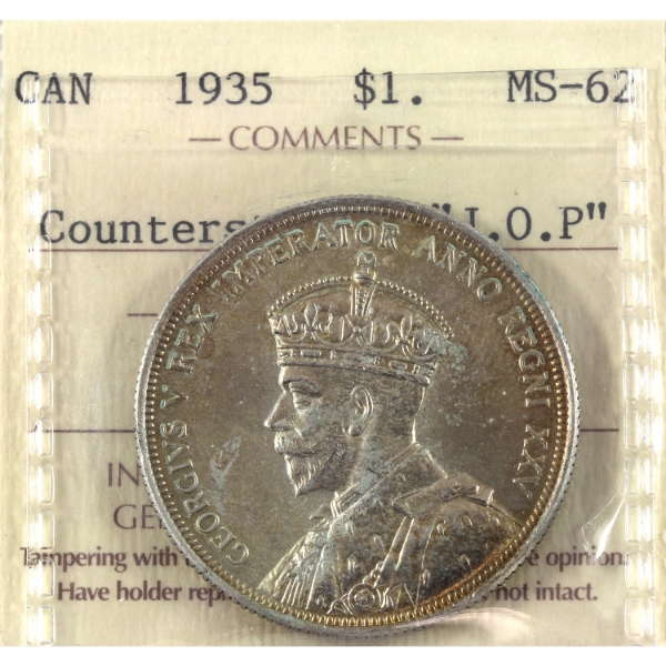 Silver $1 1935 JOP Counterstamped ICCS MS62