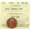 Image 1 : 1-cent 1983 Near Beads ICCS MS66 Red