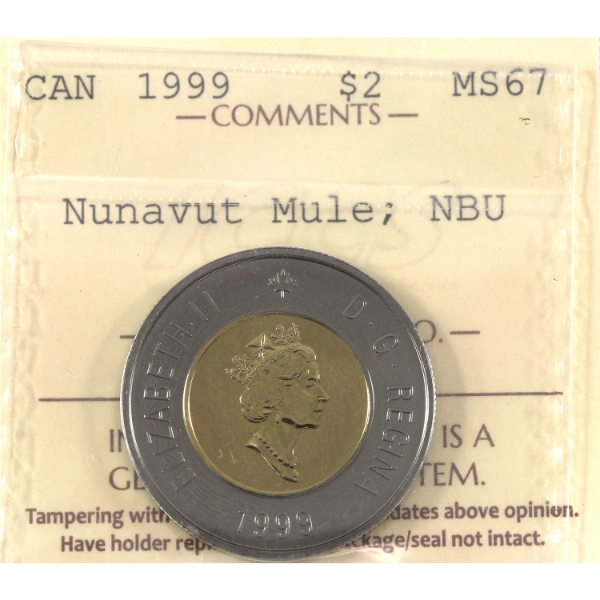 $2 1999 Nunavut Mule ICCS MS67