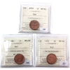 1-cent 1950, 1951 & 1952 ICCS MS64 Red. 3pcs