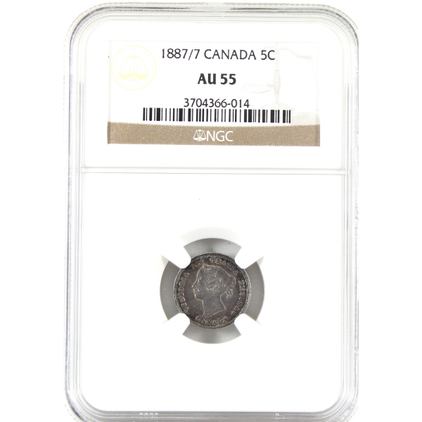 5-cent 1887 7/7 NGC AU55
