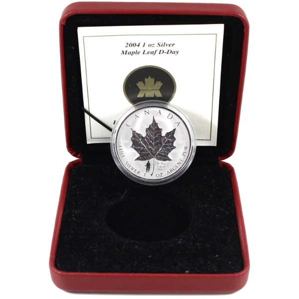 2004 $5 SML D-Day Privy Mark 1oz .9999 Fine Silver Coin (Tax Exempt)