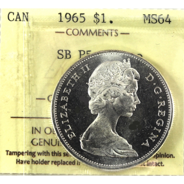 Silver $1 1965 SB P5 ICCS MS64 Cameo