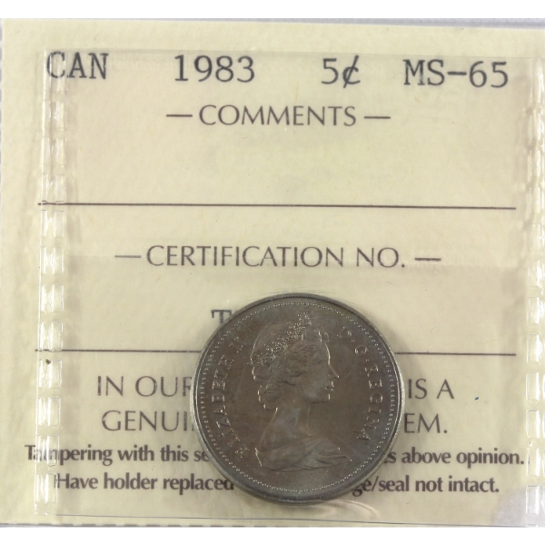 5-cent 1983 ICCS MS65