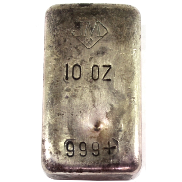 10oz Johnson Matthey Vintage .999+ Silver Bar. Mintage of <2000! (Tax Exempt)