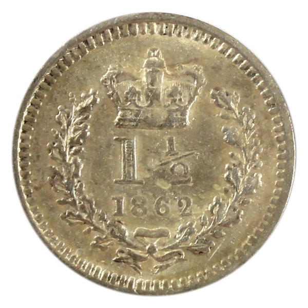 Great Britain Silver 1862 1.5 Pence VF