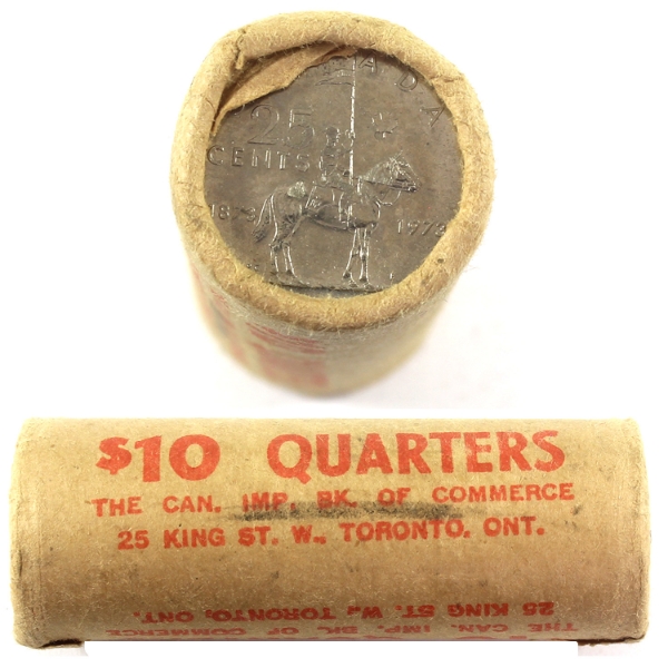 Unsearched! 25-cent 1973 RCMP Original Roll of 40pcs