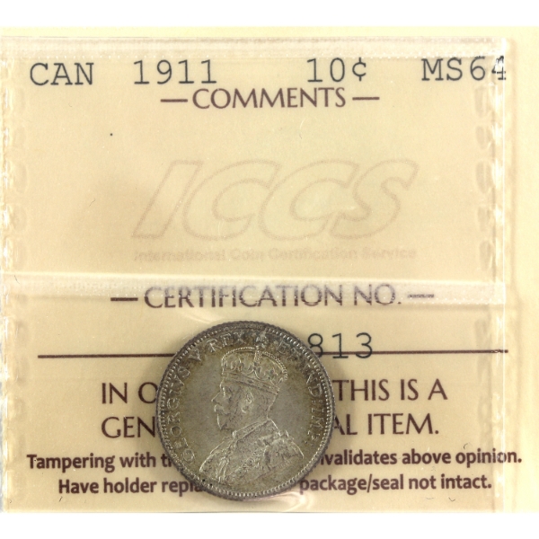 10-cent 1911 ICCS MS64