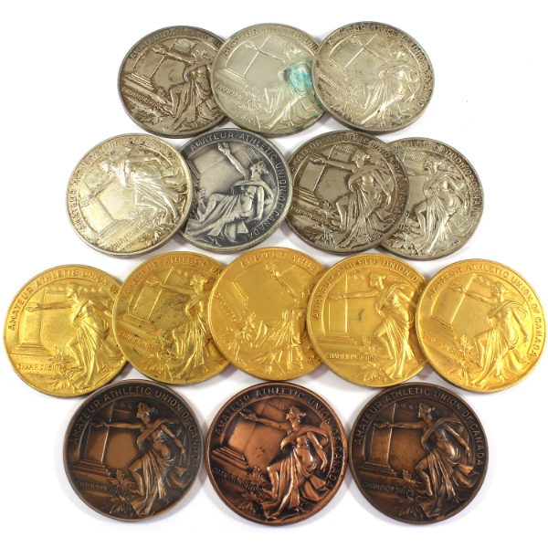 Bulk Lot of 1958-1963 Amateur Athletic Union of Canada Medals. 15pcs.