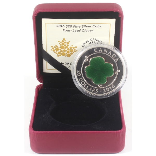 2016 $20 Four Leaf Clover 1oz .9999 Fine Silver Coin (Tax Exempt)