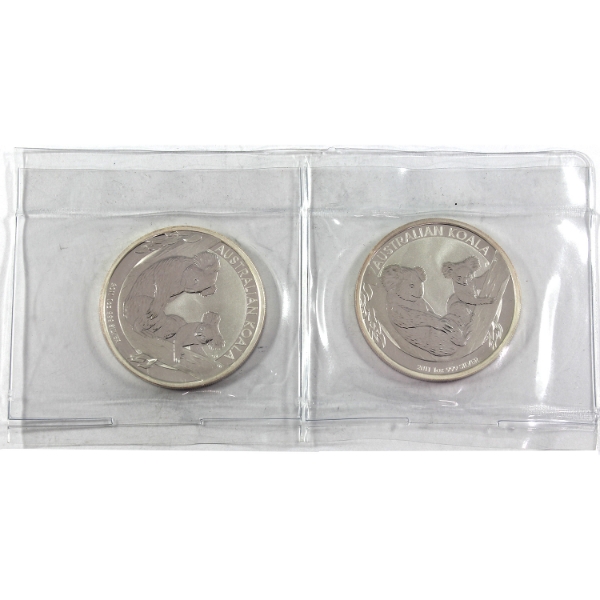 2x 1oz Australia 2011 Koala .999 Fine Silver Coins in Sealed Sheet. 2pcs (Tax Exempt)