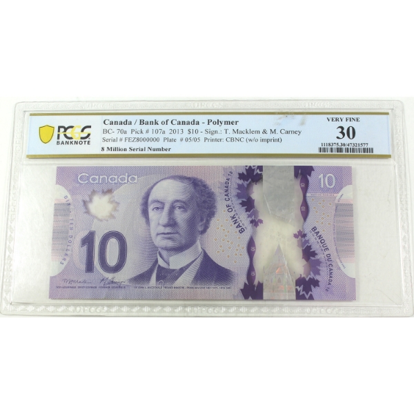 BC-70a 2013 $10 Million SN: FEZ8000000 PCGS VF30 Macklem-Carney