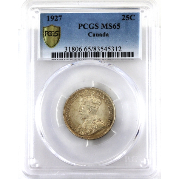25-cent 1927 PCGS MS65 *Key Date* 1 Of Only 11 Known In This Grade!