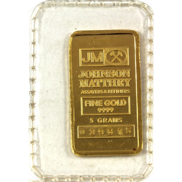 5g Gold Johnson Matthey Vintage .9999 Gold Bar, SN: 039615 (Tax Exempt)