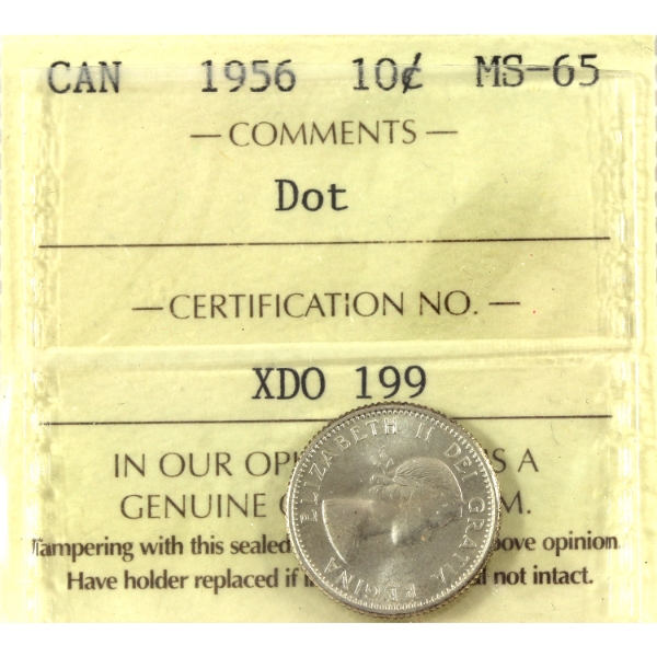 10-cent 1956 Dot ICCS MS65
