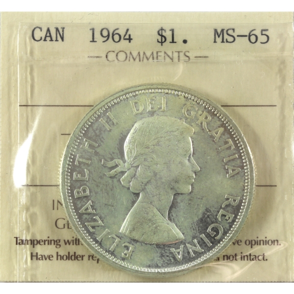 Silver $1 1964 ICCS MS65