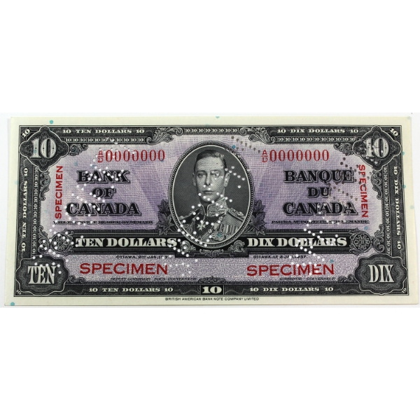 BC-24S 1937 $10 SPECIMEN Ungraded SN: A/D0000000
