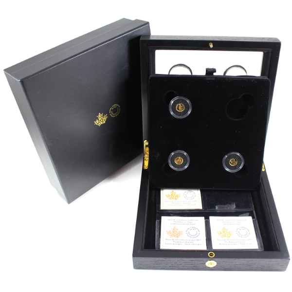 2017 25-cent Predator VS Prey .9999 Fine Gold Coin Set in Deluxe Display Case with Magnifiers. 3pcs
