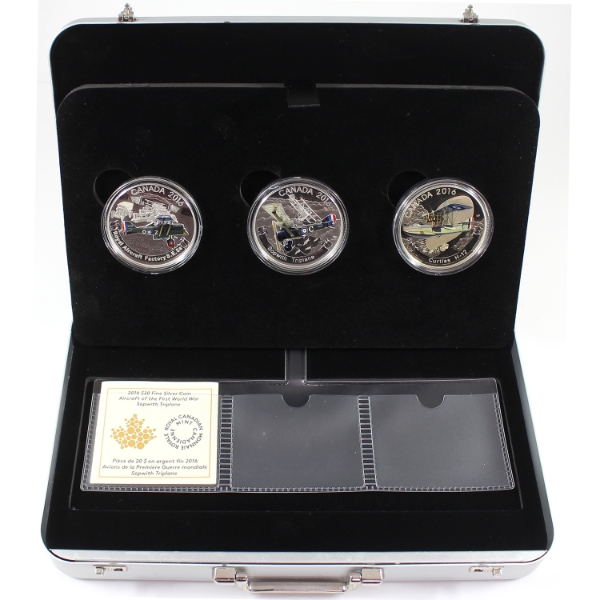 2016 $20 Aircraft of WWI 3-Coin Set in Deluxe Case (Tax Exempt)