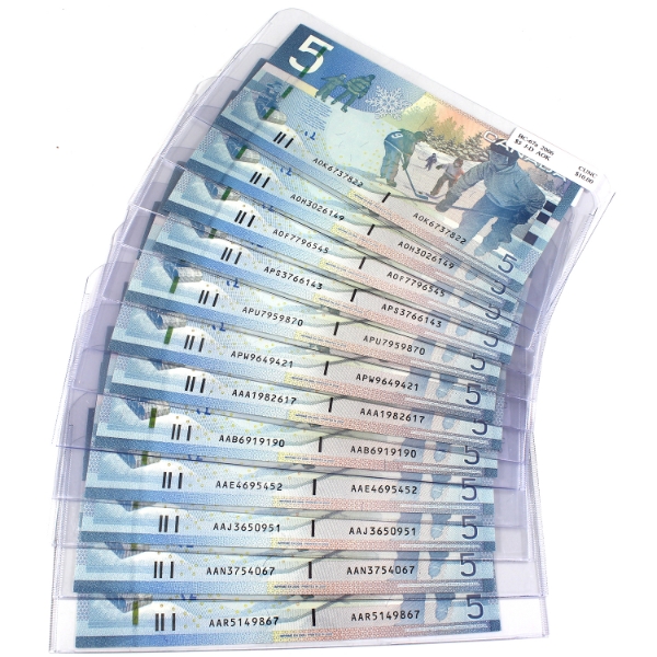 Bulk Lot of 12x 2006-2009 $5 Banknotes UNC to CUNC. 12pcs.