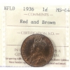 Image 1 : Newfoundland 1-cent 1936 ICCS MS64 Red & Brown