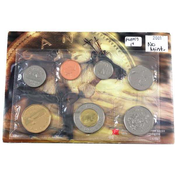 Error 2001 No Mintage Uncirculated PL Set w/ Flipped 1-cent