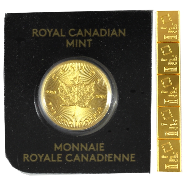 6g Lot Total! 1g Gold Bars & Coin. 6pcs. (Tax Exempt)