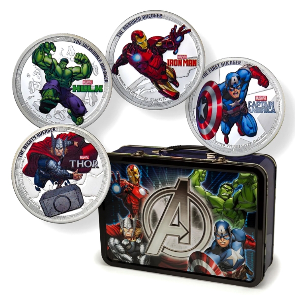 Niue Silver 2014 Avengers 4-Coin Fine Silver Proof Set (Tax Exempt)