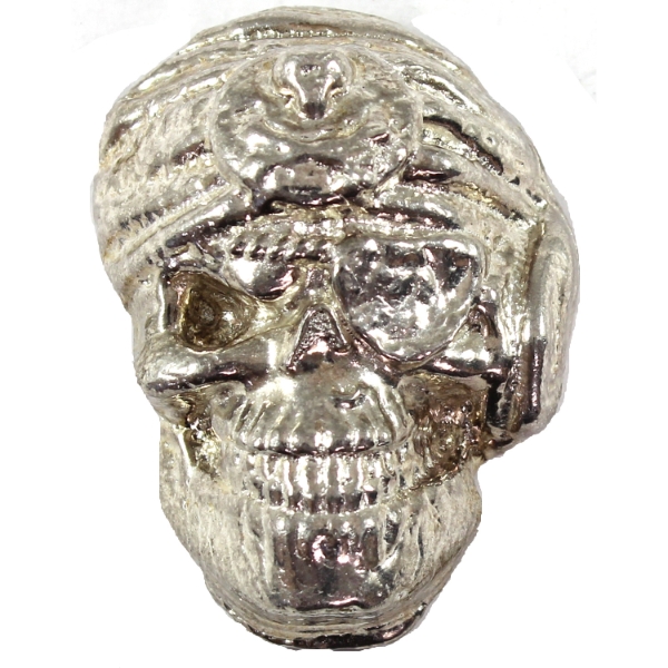 4oz Tomoko's Enterprize Pirate Skull .999 Fine Silver Hand Poured Art Bar (Tax Exempt)