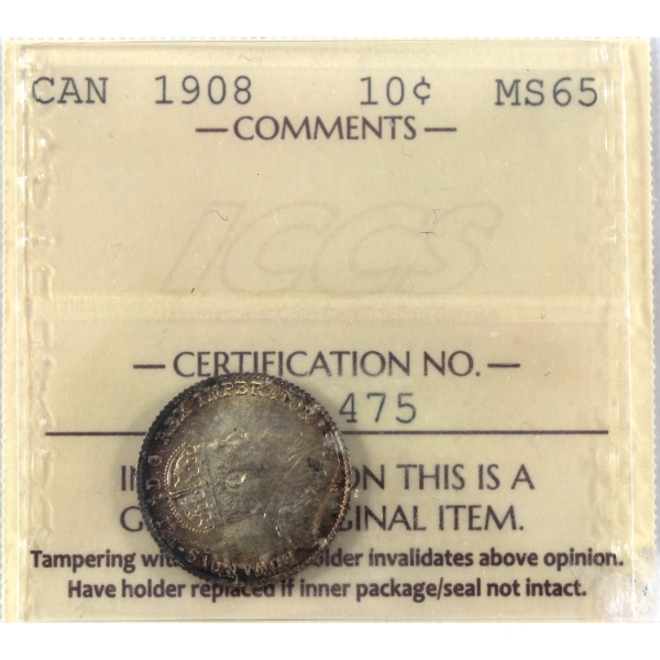 10-cent 1908 ICCS MS65