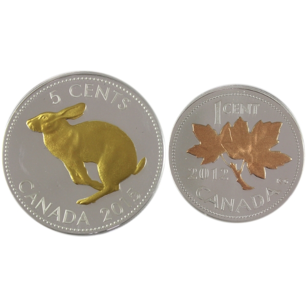 Group Lot of 2 2012 1-cent & 2015 5-cent Tribute Coins. 2pcs. (Tax Exempt)