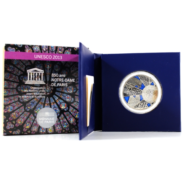 France Silver 2013 €10 UNESCO 850th Jubilee of the Notre Dame de Paris .900 Fine Silver Coin