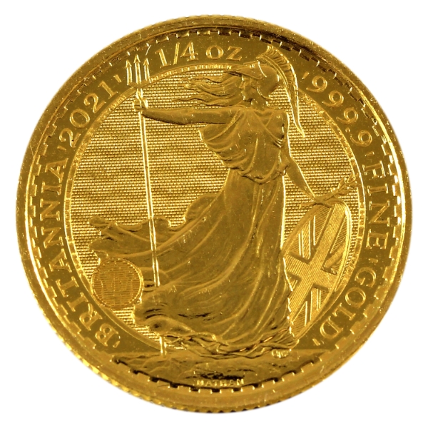 1/4oz Great Britain Gold 2021 25 Pound Britannia .9999 Fine Gold Coin (Tax Exempt)