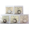25-cent 1955, 1956 Cameo,1957,1958 Cameo,& 1959 Cameo ICCS PL65. 5pcs