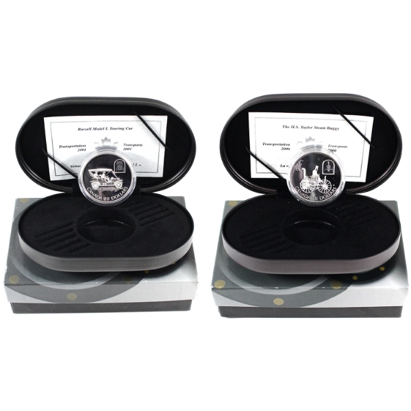 2000 & 2001 $20 Transportation Sterling Silver Coins. 2pcs.