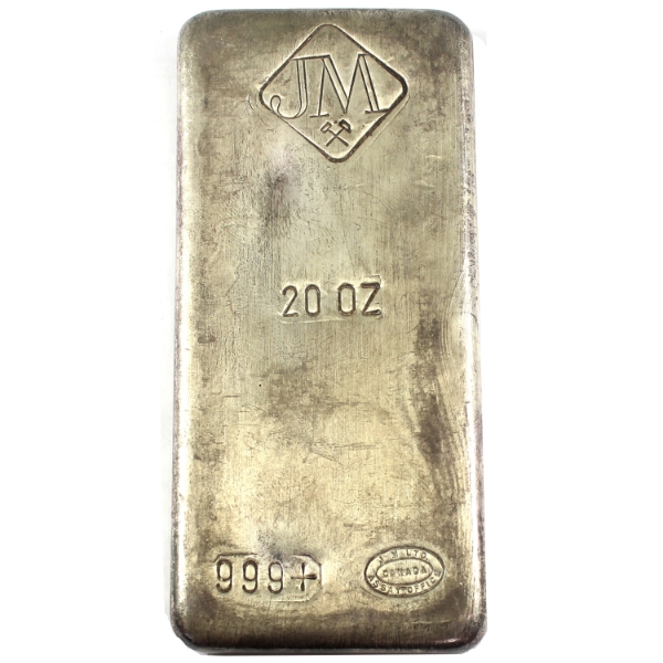 20oz Johnson Matthey Canada Large Diamond Hallmark .999+ Silver Bar. Mintage of <2000! (Tax Exempt)