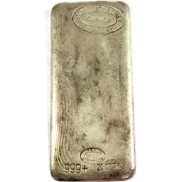 20oz Johnson Matthey & Mallory Vintage .999+ Silver Bar. Mintage of <250! (Tax Exempt)