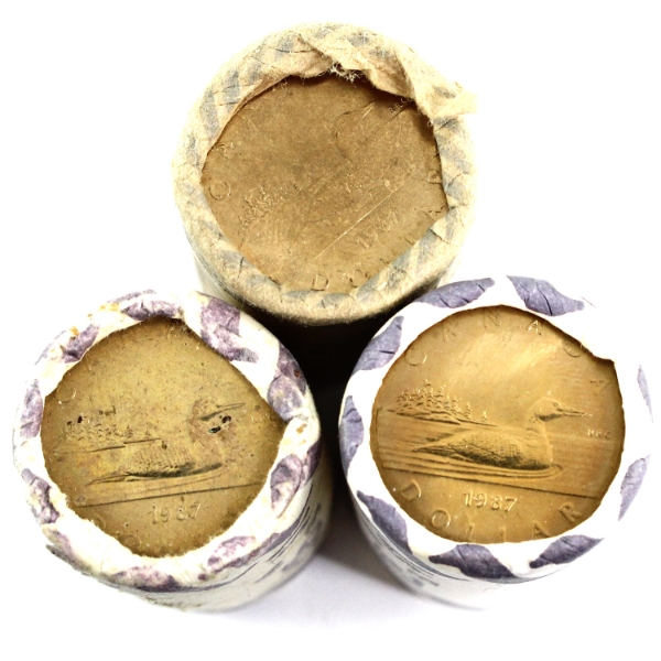 3x $1 1987 Original Rolls of 25pcs. 3 rolls