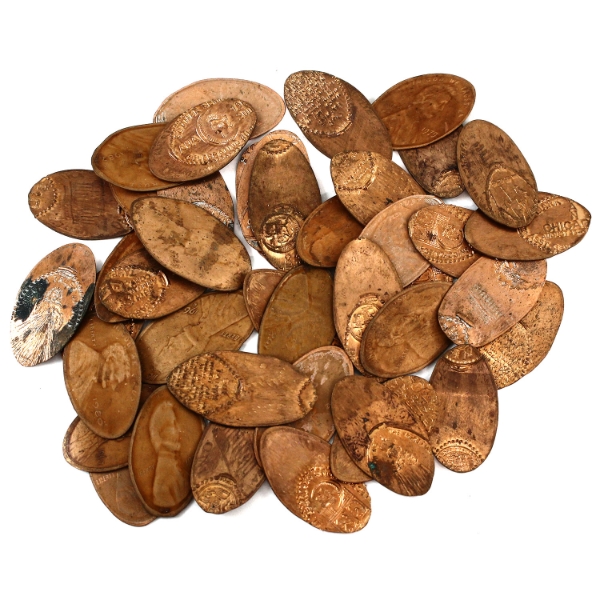 Group Lot of 42x Assorted Off Struck Elongated Penny Tokens. 42pcs