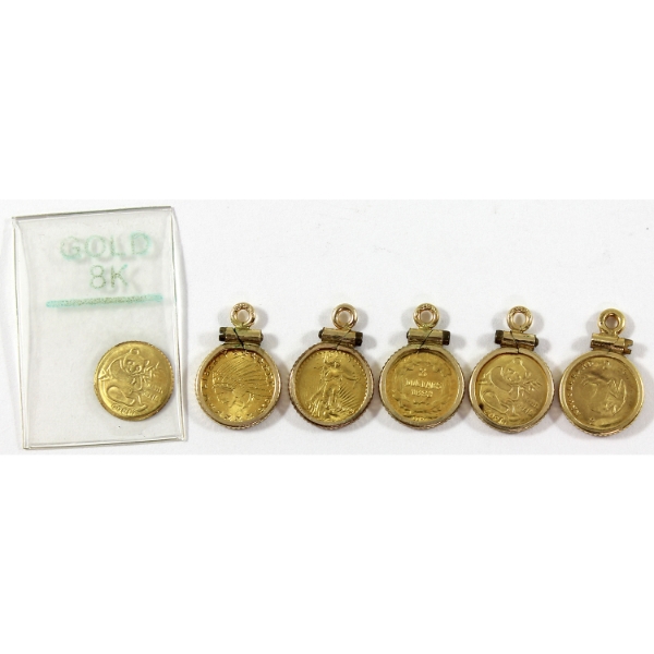 6x World 8 kt Gold Replica Tokens. 6pcs