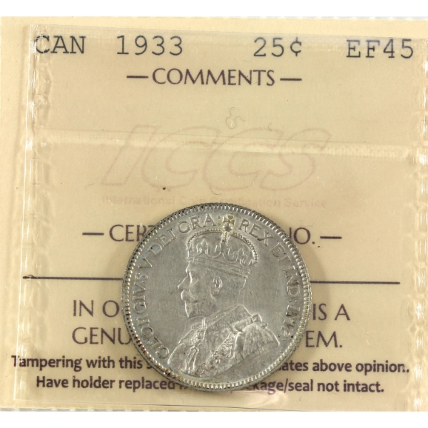 25-cent 1933 ICCS EF45