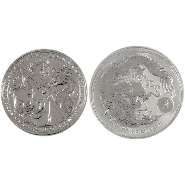 2x 1oz World Dragon .999 Fine Silver Round. 2pcs. (Tax Exempt)