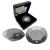 Image 1 : 2023 $50 Forevermark Black Label Oval Diamond-Shaped Coin. 3oz .9999 Fine Silver