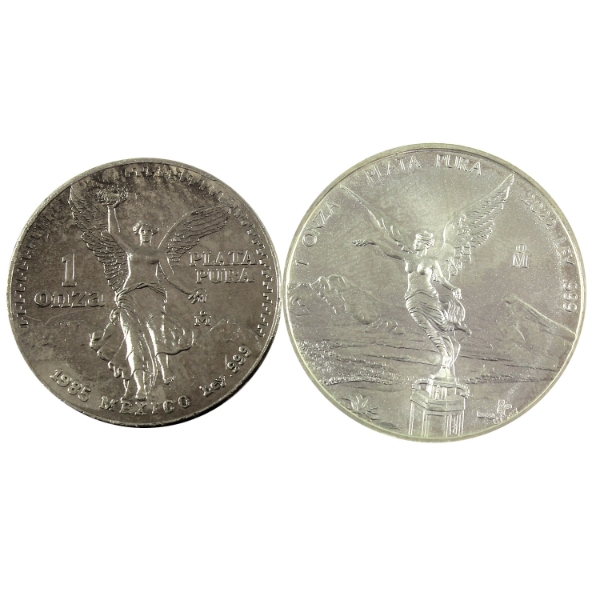 2x 1oz Mexico 1985 & 2022 Libertad .999 Fine Silver Rounds. 2pcs. (Tax Exempt)