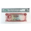 Image 1 : Bahamas 1965 Pick#19a Banknote $3 PMG GEM UNC65 EPQ 2 Signatures Printer TDLR SN: A332982