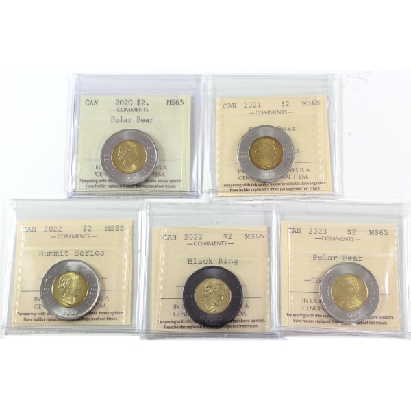 Group Lot of $2 2020-2023 ICCS MS65. 5pcs.