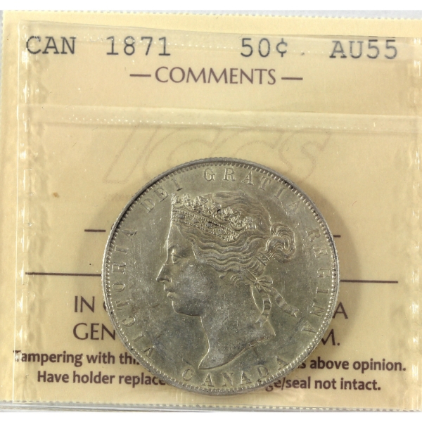 50-cent 1871 ICCS AU55