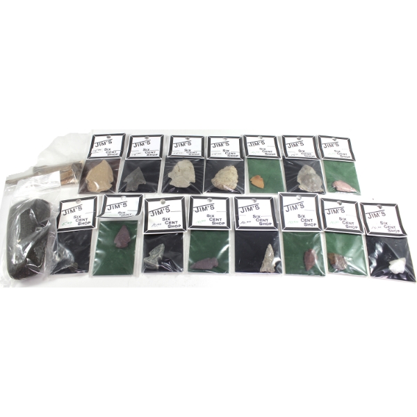 Group Lot of 17x Assorted Arrowhead Pieces and Others from Jim's Six Cent Shop. 17pcs