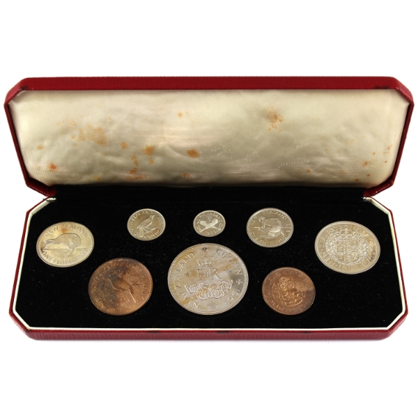 New Zealand 1953 Elizabeth II 8-Coin Proof Set In Original Case