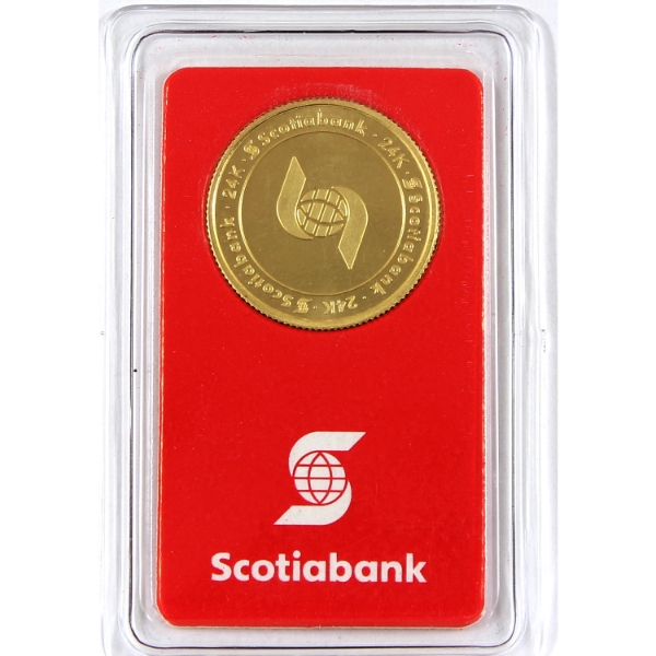 1/4oz Gold Valcambi Suisse-Scotiabank .9999 Gold Round in Original Packaging (Tax Exempt)
